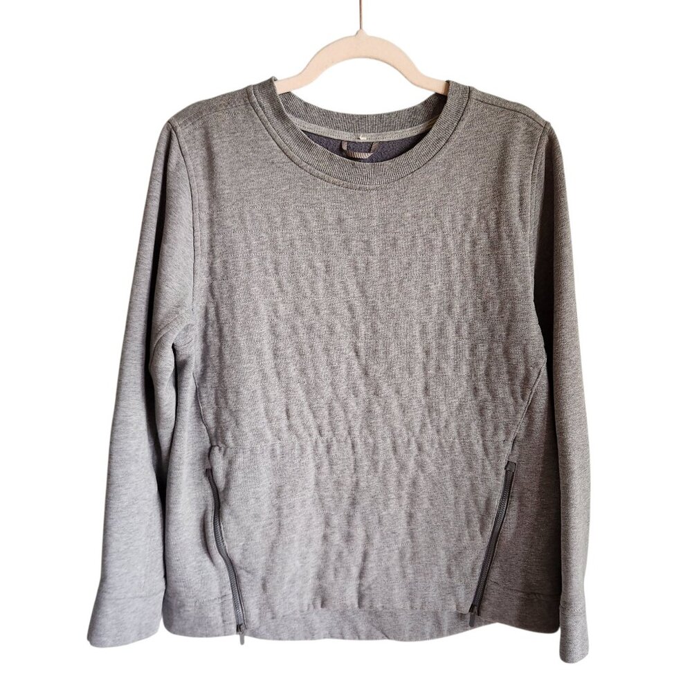 Lululemon Sweatshirt Women's 10 Gray Grey Fleece Be True Crew Pockets